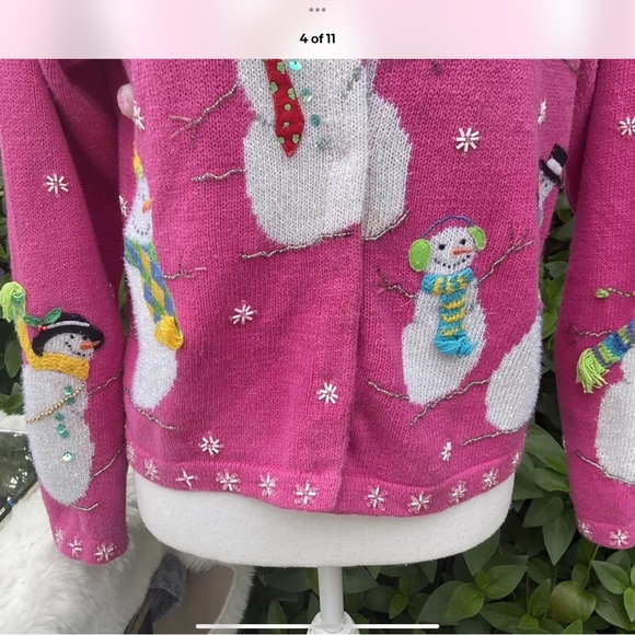 Design Options by Phillip Jane Gordon Sz S Snowman ⛄️ Beaded Sweater - Picture 5 of 10